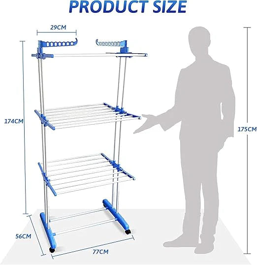 6-Tier Foldable Clothes Drying Rack with Wheels © Ⓢ
