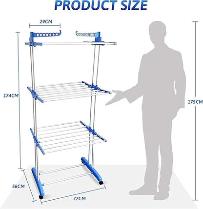 6-Tier Foldable Clothes Drying Rack with Wheels © Ⓢ
