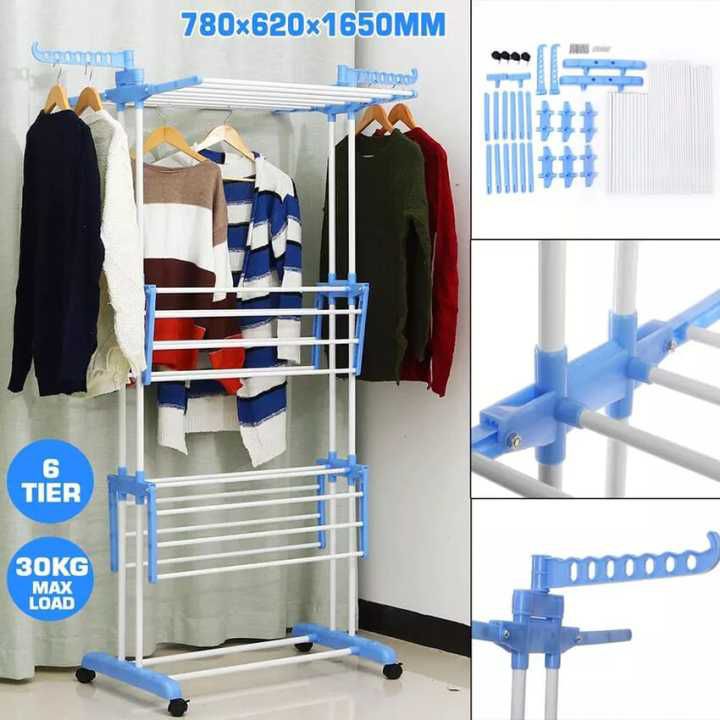 6-Tier Foldable Clothes Drying Rack with Wheels © Ⓢ