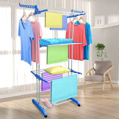 6-Tier Foldable Clothes Drying Rack with Wheels © Ⓢ