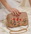 Floral Embroidered Chain Shoulder Bag for Women